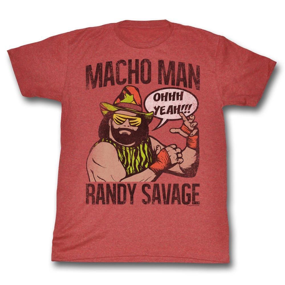 Macho Man Red Heather Adult T Shirt